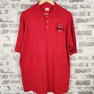 ITS Roma Italia Polo Shirt Mens XL Red Short Sleeve Casual Collared  Embroidered